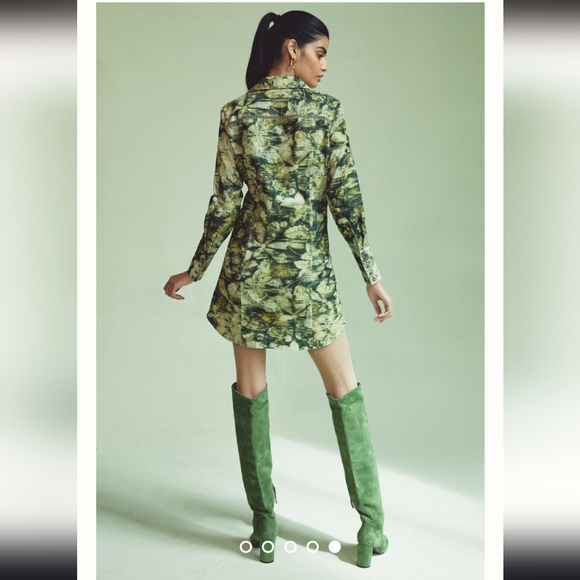 Anthro Pilcro long sleeve ruched shirt dress - Picture 2 of 16